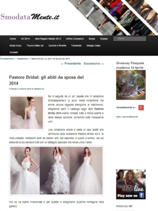 <strong>PASTORE BRIDAL</strong><br />
Collezione 2014